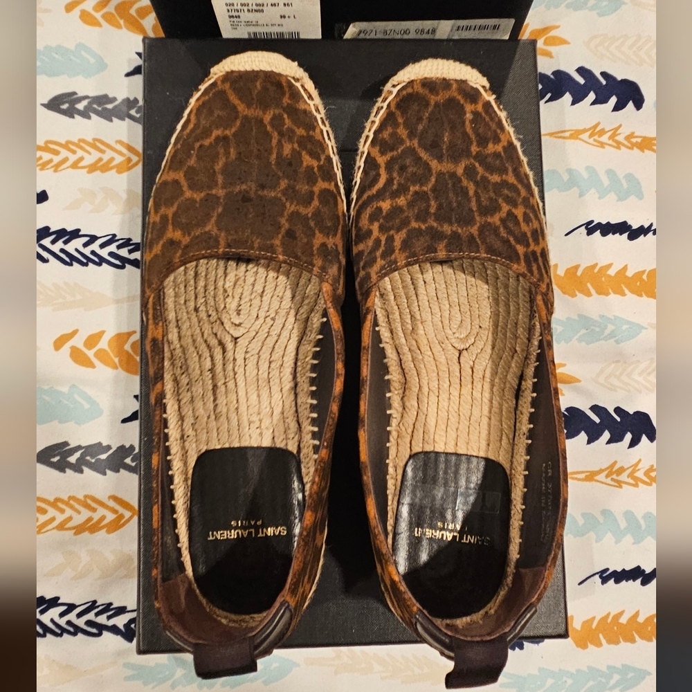 Uses Saint Laurent Brown Leopard Print Espadrilles